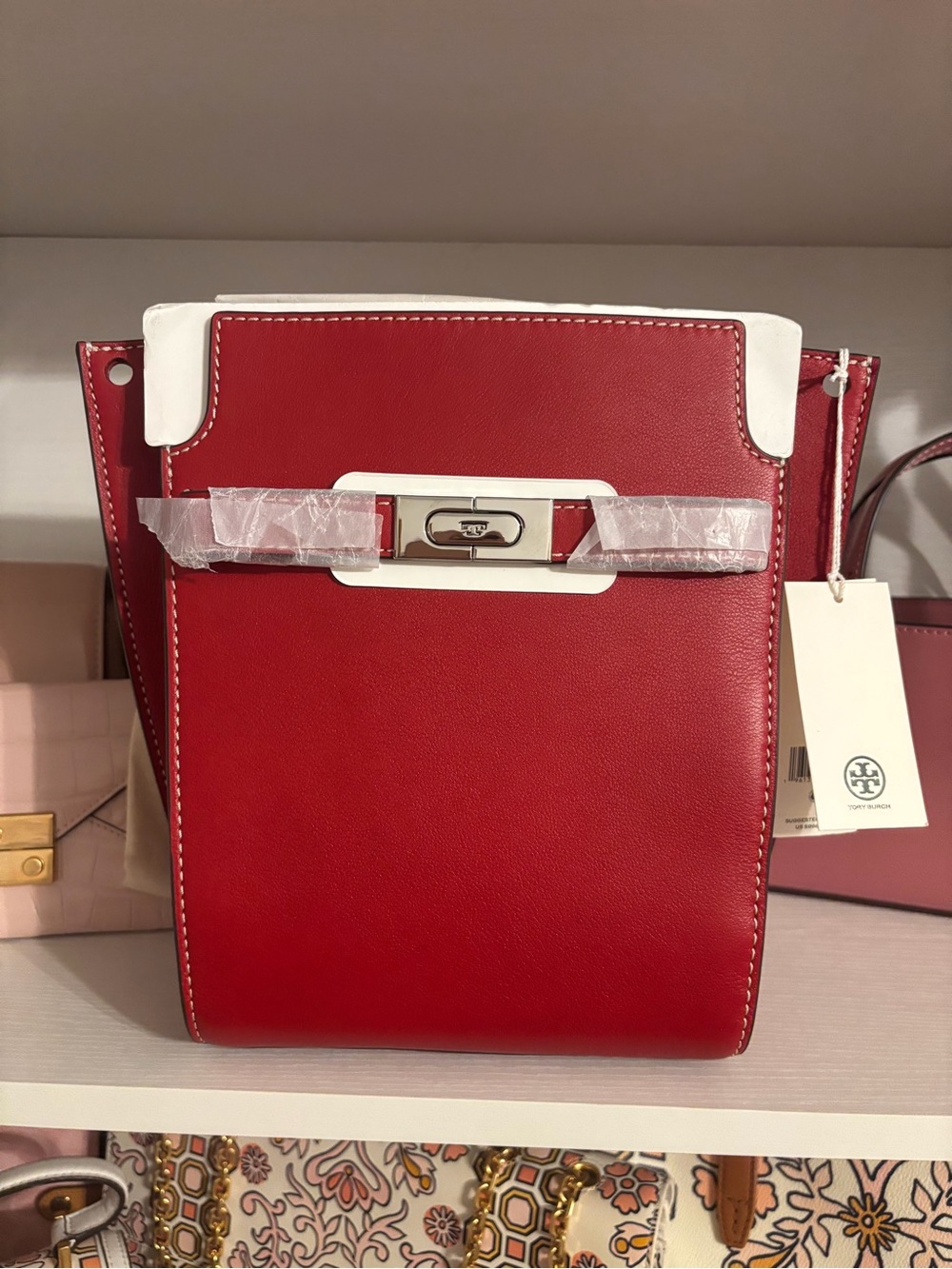 Tory Burch Red Leather Lee Radziwill Bucket Bag NWT